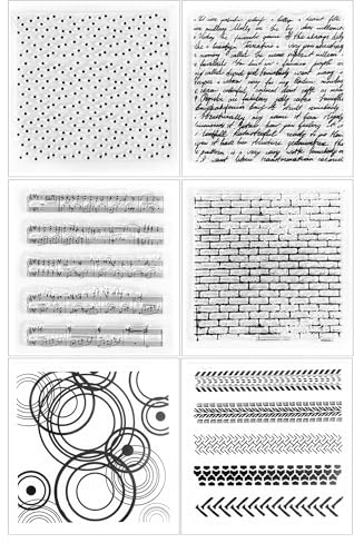 Silikonstämpel bakgrund set 6 ark klar stämpel musik prickar tegel pilar cirkel teckensnitt bakgrund stämpelset för gör-det-själv bullet journal scrapbooking fotoalbum