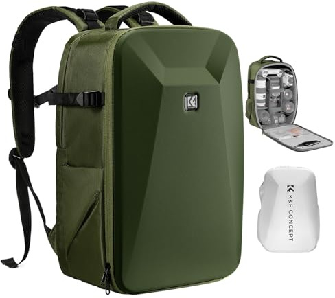 K&F CONCEPT Camera Backpack,Hardshell DSLR Photography Camera Bag (Green)