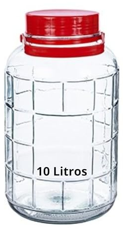 Bote de Cristal Grande con Asa de 10 Litros y Doble Tapa - Garrafa Grande de Vidrio de 10 Litros con Asa - Perfecto para Alimentos Humedos y Secos, Encurtidos, Artículos - Bidón de Vidrio Resistente