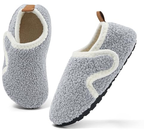 MK MATT KEELY Kids Slippers Boys Girls Cosy House Slippers Toddlers Non Slip Barefoot Slippers with Hook and Loop