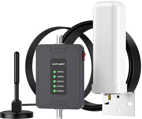 ANNTLENT Amplificador de señal móvil – Banda 1/3/7/8/20 4G 3G LTE gsm para Todos los operadores Amplificador gsm con Antena magnética Potencia la señal de Voz y los Datos de caravanas