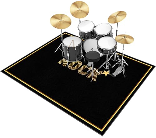 Tehocwiz Alfombra Bateria Electronica Alfombras Acusticas Alfombras de Batería Acústico, Alfombrillas de Tambor Insonorizada Antideslizantes, Alfombra para Batería y Percusión 140 x 120 cm