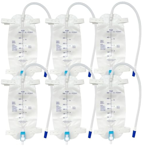 BAIFULAI 6 Stück Urinbeutel Beinbeutel 500ml, Beinbeutel Urindrainagebeutel, Urinsammelbeutel Drainagebeutel mit 2 Riemen, Ventil und T-Ablass, Urindrainagebeutel, Drainagebeutel Für Männer Und Frauen