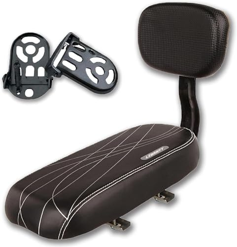 LIBRNTY Asiento Trasero de Bicicleta de montaña,Cojín de Asiento Trasero de Bicicleta,Pedales Traseros de Bicicleta,sillín Trasero de PU Negro,cómodo Asiento de Bicicleta para Adultos