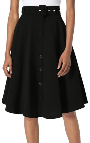 Jupe Femme Mi Longue- Jupe Plissée Taille Haute avec Ceinture Décontracté Couleur Unie Coupe Ample Fluide Style Trapèze A-Line Chic Et Élégants Confortable Passe-Partout Automne Hiver Skirts