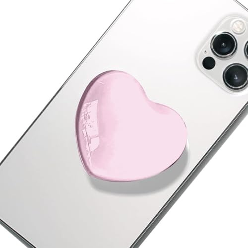 OUDQFCJ Supporto per Smartphone a Forma di Cuore in Vetro con, Impugnatura Estensibile e Base per Telefoni Cellulari (polvere strutturata)