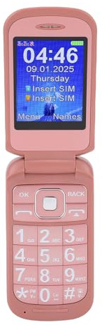PUSOKEI Telefono Cellulare GSM 2G per Anziani, Telefono Cellulare Sbloccato Doppia SIM con Doppio Schermo e Pulsanti Grandi, Batteria da 1200 MAh per Bambini Anziani (rosa)