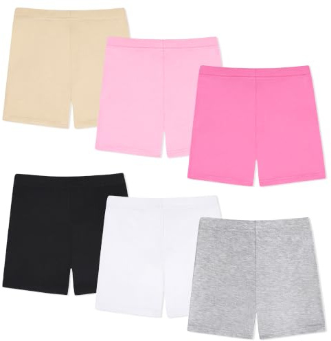 LAETBBE 6 Pack Girls Shorts, Dance Cotton Shorts Under Dress Girl Safety Short Underwear Breathable 4-6 Years