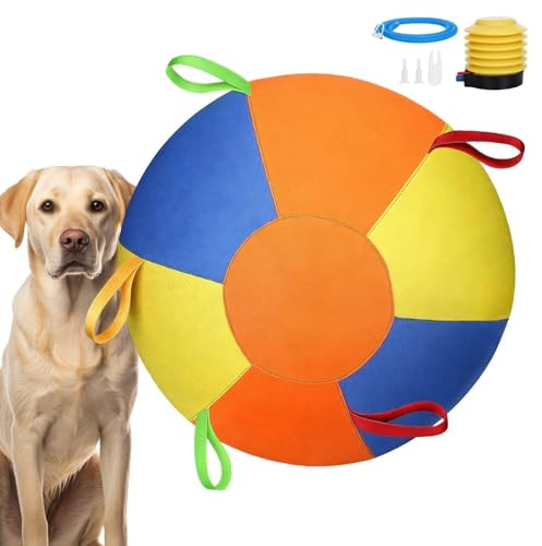 Herding Ball for Dogs & Horses Giant Herding Ball for Dogs Calming Jumbo Balls for Dog Tear-Resistant Inflatable Big Balls with Handle Cover & Pump for Play Exercise Dog