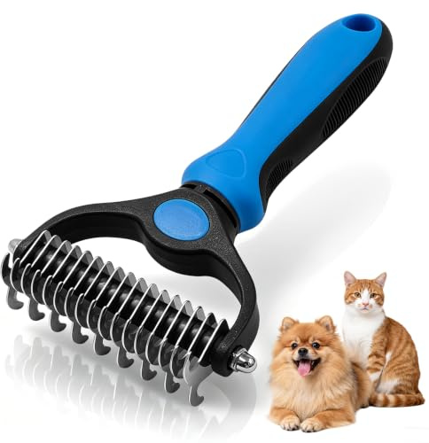 Pet Grooming Brush, Dog Shedding Brush for Removing Loose Undercoat | Double-Sided Pet Deshedding Tool for Dogs & Cats, Effective Dog Brushes & Cat Fur Remover