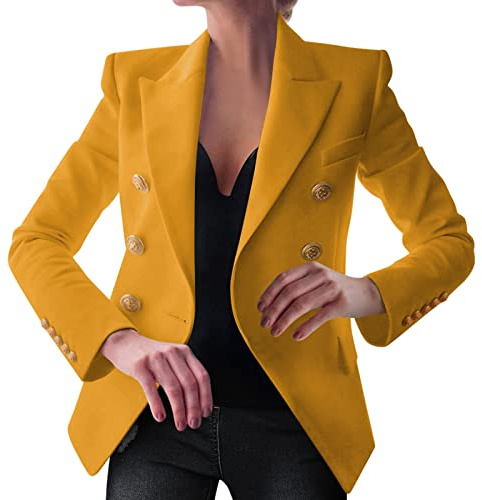 Generisk kostymjacka, midjad, kostymblazer, dam, blazer, elegant, modern, kort, bomull, businessblazer, dubbelknäppt, kavaj, reverskrage, kavaj, kontor, jacka, vår jacka