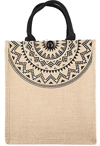 Fditt Bolso de mano vintage cuadrado de arpillera