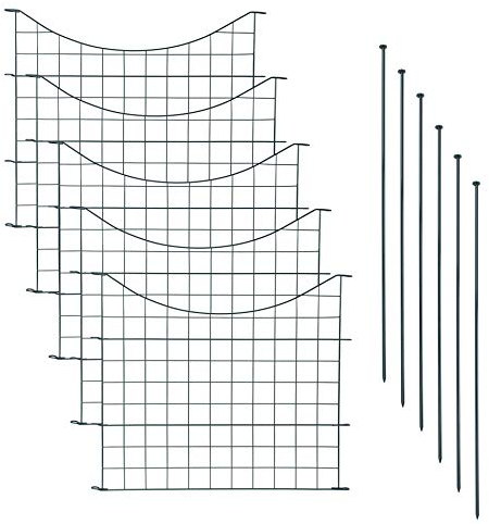 ESTEXO Teichzaun Gartenzaun 11tlg Set Zaun Teich 5 Zaunelemente Gitterzaun Anthrazit Gitter Steckzaun Elemente Welpenauslauf Unterbogen