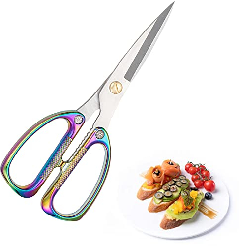 Tijeras Cocina Acero Inoxidable Mango de Acero Inoxidable Multifunción Cook para Carne, Pescado, Pollo ergonómica y Esterilizable Tijeras Ultra Afiladas Apto para lavavajillas multicolor