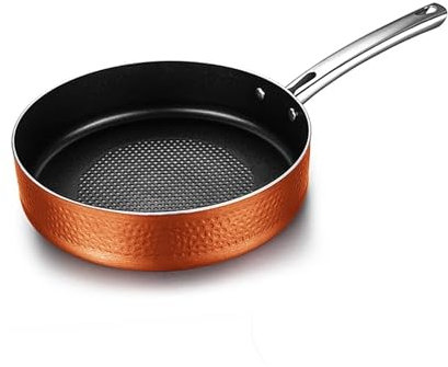LINFFSTR Nonstick stekpanna för kök Hamrad kopparpanna för stekning 5-lagers struktur Omelettpannor Äggpanna för gas Elektrisk Induktionshällar (Color : Frying pan, Size : 28cm)