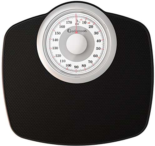 Adamson A25W Analogwaage - NEU - bis 180kg, rutschfeste Gummioberfläche, extra große Ziffern, hochpräzise Personenwaage Analog, langlebig, 20-Jahre Support für Haushalt, Schlafzimmer, Bad