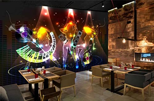 Mystic Walls MWZ3526 Singing Girls Musical Instruments Signs HD 3D Wallpaper for Disco Club Karaoke[7 ft x 6 ft] / [213 cm x 183 cm]