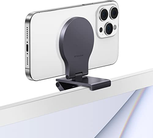 Stouchi Support de caméra de continuité pour iMac, Moniteur, Support de Moniteur iPhone à Angle réglable, Support de Webcam iPhone Mag Safe pour vidéoconférence, FaceTime, Streaming
