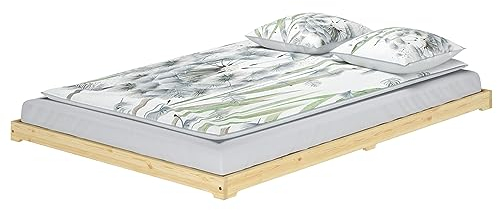 Erst-Holz Futonbett Bodenbett extra niedriges Holzett 140x200 Kiefer lackiert Zubehör wählbar V-60.47K-14, Ausstattung:ohne Zubehör