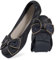 WOFANLULY Womens Flat Pumps Ladies Dolly Dollie Ballet Ballerina Work Smart Office Formal Comfort Bow Round Toe Slip On Flats Shoes (Black, Size 6)