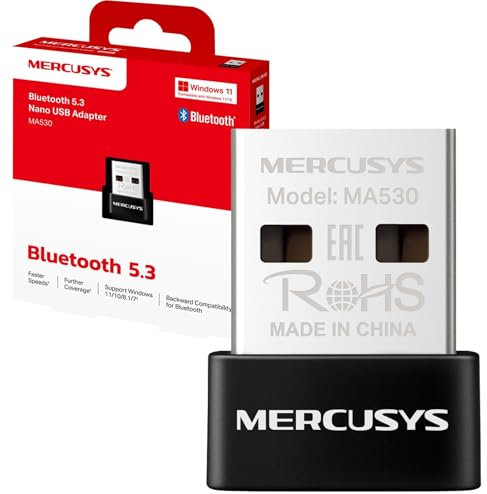 MERCUSYS MA530 Adaptateur Bluetooth 5.3 pour PC, récepteur Nano USB Bluetooth, Technologie BLE, Longue portée, Plug & Play, Prend en Charge l'émetteur Bluetooth Windows 11-10-8.1-8-7 TP-Link
