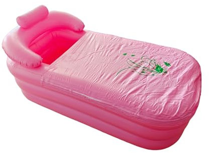 Makamsui Baignoire gonflable pliable pour adultes, baignoire à glace pliable pour athlètes, baignoire de relaxation portable avec dossier pour intérieur ou extérieur, salle de bain, maison, spa (rose)