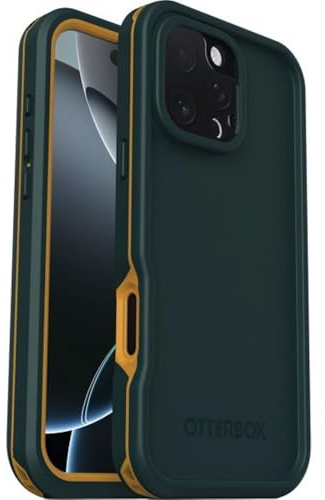OtterBox Frē Series MagSafe Case for iPhone 16 Pro Max, Waterproof (IP68), Shockproof, Dirtproof, Protective Case with built in Screen Protector, x5 Tested to Military Standard, Green