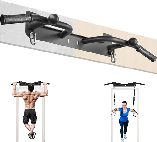 HWOOUSA Wall Mount Pull Up Bar, 600LBS Heavy Duty Multi-Grip