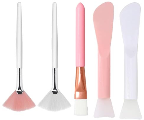 Spazzole per Maschera, 5 Pcs Spazzola Pennello Maschera, Pennello per Maschera in Silicone,Maschera Facciale Applicatore, Spazzole a Ventaglio