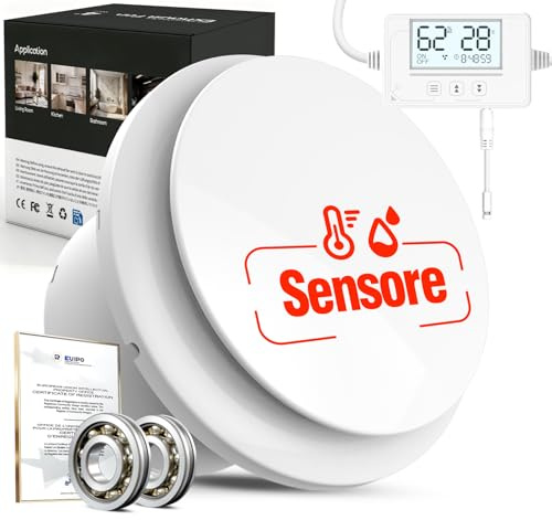 SBONNI 3 Velocità Aspiratore bagno con Sensore Umidità, Sensore Temperatura, Timer - Automatico Estrattore Aria 100mm - Silenzioso Potente Ventola aspirazione bagno WC cantina P107 (senza telecomando)