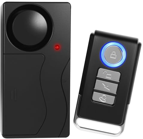 Wireless Vibration Alarm with Remote Control, Anti-theft Burglar Home Security Sensor Alarm with 110dB Super Loud 10 Levels Sensitivity for Bicycle Bike Window Door Shed Garage Vehicles Car Motorcycle