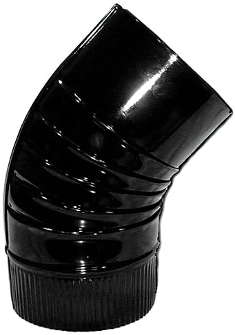 WOLFPACK LINEA PROFESIONAL - Codo Estufa Color Negro Vitrificado de 120 mm. 45°.