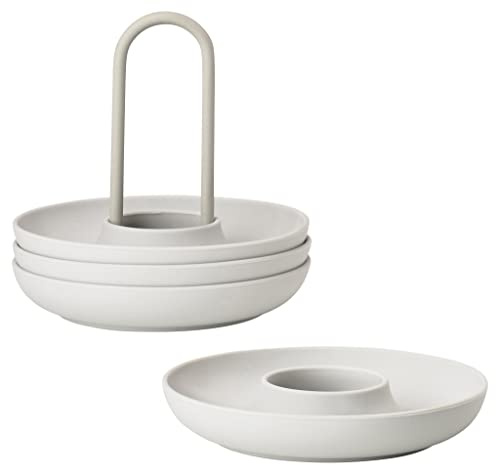 Zone Denmark Singles Eierbecher aus Silikon, Eierhalter, Stapelbar, 4er-Set mit Halter, Durchm. 11,2 cm, Höhe 9,5 cm, Warm Grey