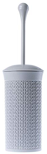 Brosse de Toilette et récipient KADAX, Brosse de Toilette en Plastique, Ensemble de Toilette, Support, Brosse de Toilette avec Manche Ergonomique, pour Salle de Bain, Ensemble de Brosse (Gris)
