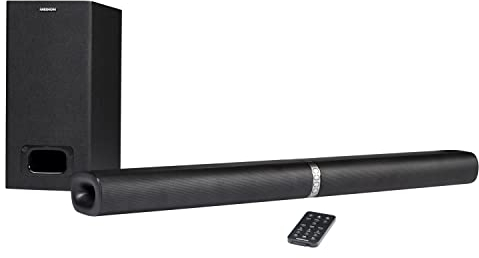 MEDION P61220 2in1 Convertible Bluetooth TV Soundbar mit Subwoofer (2.1 Soundbar, 2 x 30 Watt, 60 Watt Subwoofer, Wandmontage, NFC, HDMI ARC mit ECC, AUX, optischer Eingang)