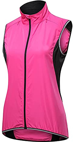 IQOAIJ Gilet Ciclismo Donna Antivento Impermeabile Catarifrangente Traspirante Estivo Leggero Smanicato Bici Giacca Running Gilet per Jogging Moto PescaBike,Rosa,M