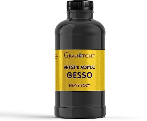 GRANOTONE Acrylic Gesso Water Base Non-Toxic Universal Gesso Primer to Apply as an Undercoat Before Painting for Extra Coverage – Ideal for Pro Artist, Hobby Painters & Kid - 500ml (Black)