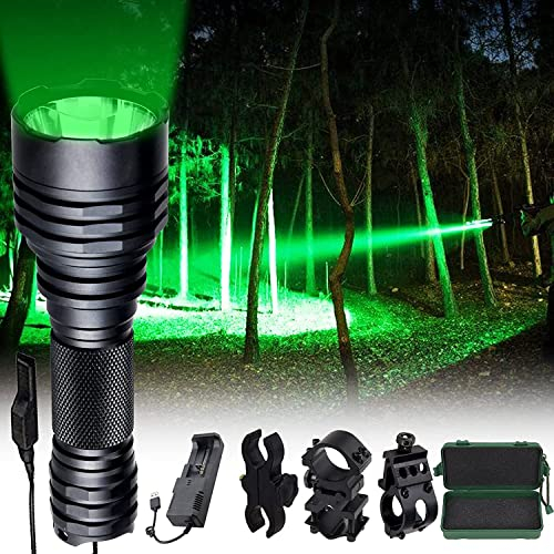 VASTFIRE Powerful Green Hunting Torch 1200 Lumens 500 Yards, Predator Flashlight Suitable for Hog Coyote Coon Bobcat Raccoon Varmint Rabbit Night