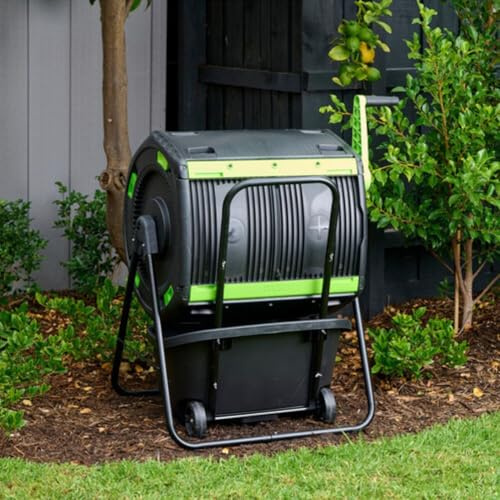 Maze RSI- 48 Gallon Geared Two Compartment Compost Tumbler and Cart