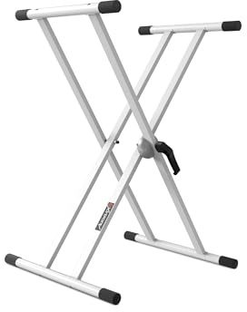 Audibax Onyx 130 Bianco - Supporto per Tastiera a Doppia Forbice - Supporto per Tastiera Musicale Elettronica - Sistema di Regolazione con Easy Lock - Carico di 50 kg - Tastiere a 61, 76 e 88 Tasti