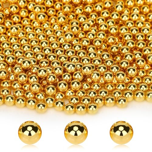 Suream 1300PCS Pearl Beads for Centerpieces, 8mm/0.31in No Hole Artificial Beads for Vase Filler, Jewelry Making, Table Scatter, Wedding Decoration, Makeup Holder, DIY Craft Projects, Gold Plated