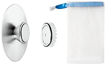 NINVVS Magnetic soap holder, and a mesh bag, soap holder, stainless steel magnetic soap holder, wall installation, bathroom,20cm