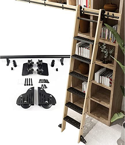 RAtsch Kit de quincaillerie pour Rail d'échelle coulissante | Accessoire de Placard à roulettes sur Rail Coulissant Kit de quincaillerie pour Porte de Grange coulissante Rail d'échelle roulante, sa