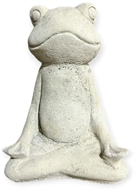OriginalPaul Skulp & Betondesign Kleiner Frosch in Yogaposition - Höhe 19cm, Breite 13cm, Tiefe 9cm für Haus und Garten