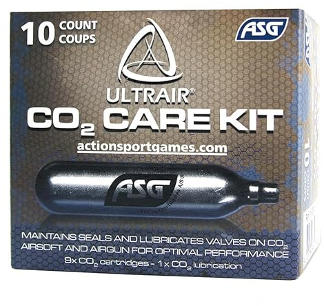 Pack de 9 + 1 bombonas de CO2 con lubricante - Cartuchos de CO2 con aditivos para un Correcto Mantenimiento de Las Pistolas de Airsoft o de balines de Aire comprimido