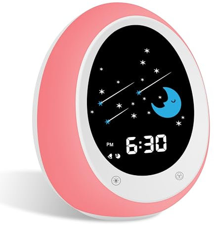 ANNNGUL Kids Alarm Clock, Grow Clock with Sun & Moon, Sound Machine, Nap Timer, Sleep Training Clock for Toddlers, Child