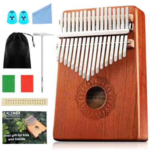 LEKEFETO Kalimba Daumenklavier 17 Schlüssel: Professionelle Kalimba Instrument mit Lernpaket, Finger Percussion, Finger Klavier Musikinstrument, für Kinder, Erwachsene und Musikliebhaber