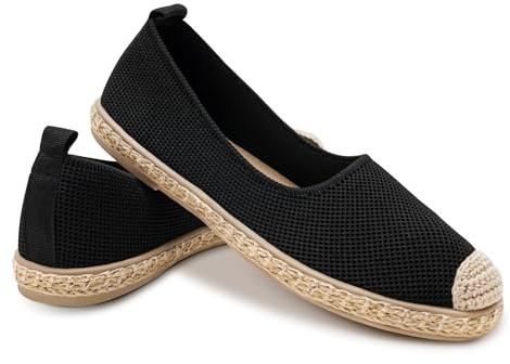 GLAMORA Bailarinas Mujer Esparto Zapatos Planos de Punto Transpirable Manoletinas Mujer Suela Goma con Borde Estilo Alpargata Merceditas Cómodas Ligeras Calzado Verano Mujer Slip On