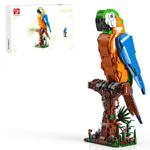 TYCOLE Juego de Construcción de Loro para Niños y Adultos, Juguete de Animales de Bloque Creativo, Decoración para Hogar u Oficina, Regalo para Niñas y Niños de 8 a 12 Años 1138 Piezas
