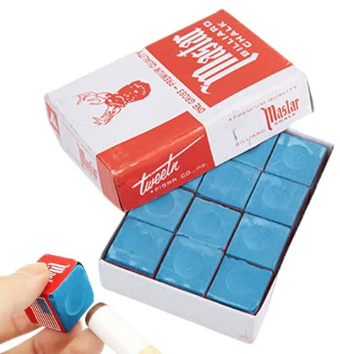 12 Pièces Bleu Billard Billard Craie Cue Chalk Pool Chalk Craie Billard Boîte Craie Billard Americain Idéals pour Tapis Billard Bleu No-Slip Adhérence Queue de Billard,billard,craies de billard